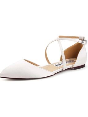 Never Worn Ivory Satin Bridal Flats by Elegant Park, Size 10